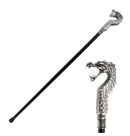 მეტალის ხელჯოხი დრაკონი ბურთით 93სმ