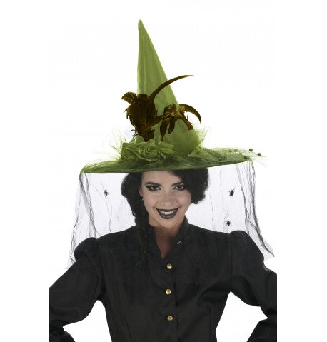 Deluxe hat with feathers and spiders in different colors
