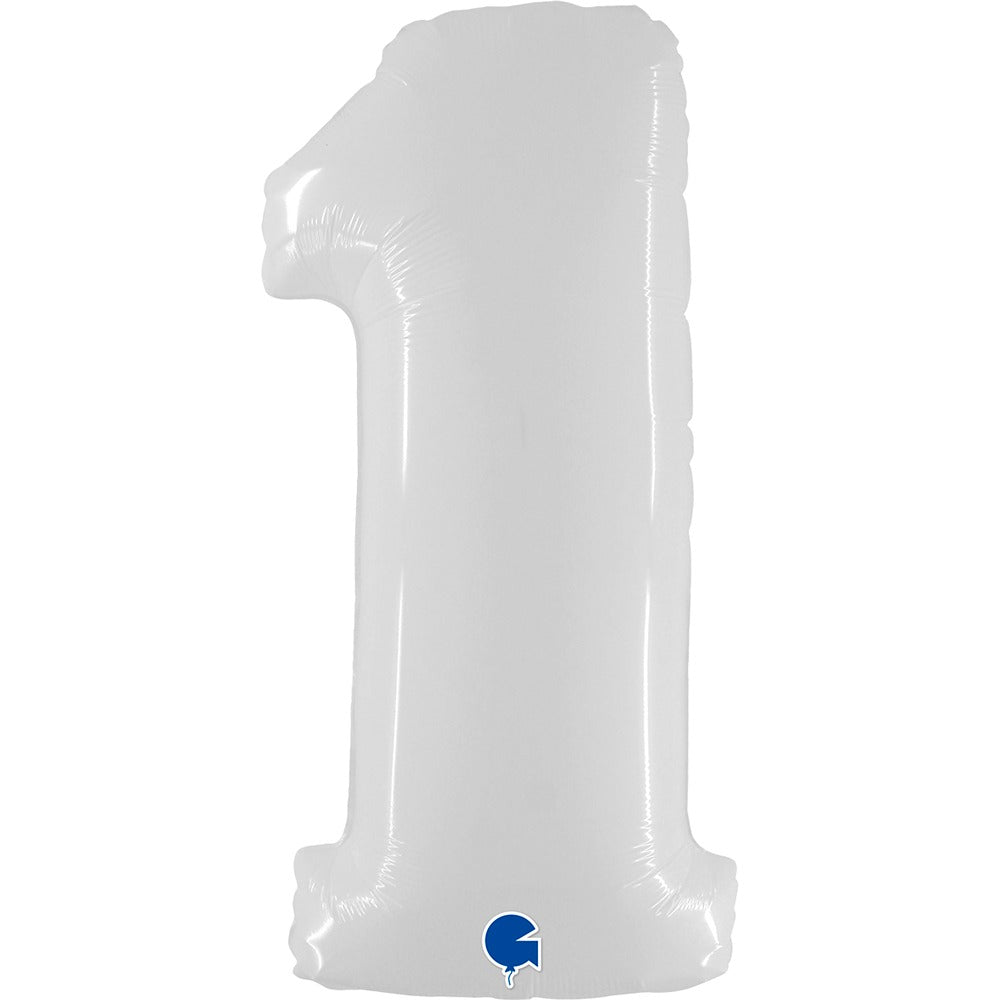 White foil balloon numbers 102 cm