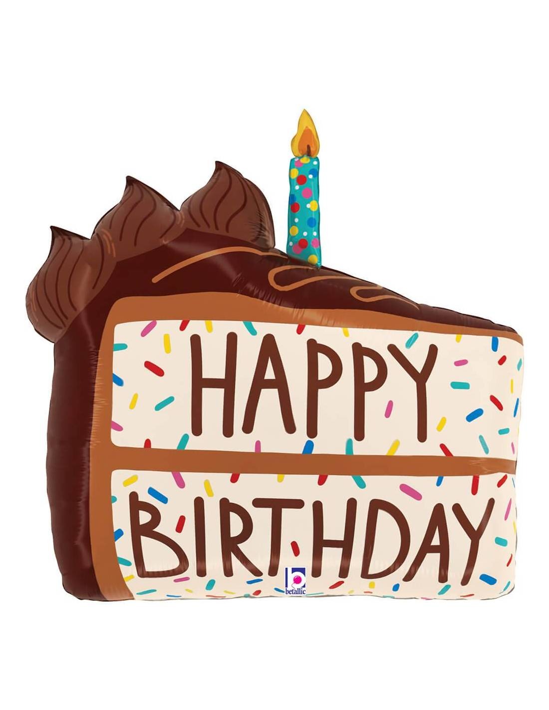 ფოლგირებული ბუშტი ტორტის ნაჭერი სანთლით 71სმ