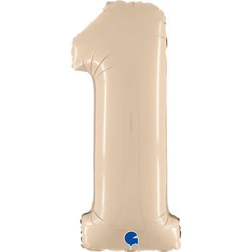 Foiled bubble numbers beige Satin 66cm