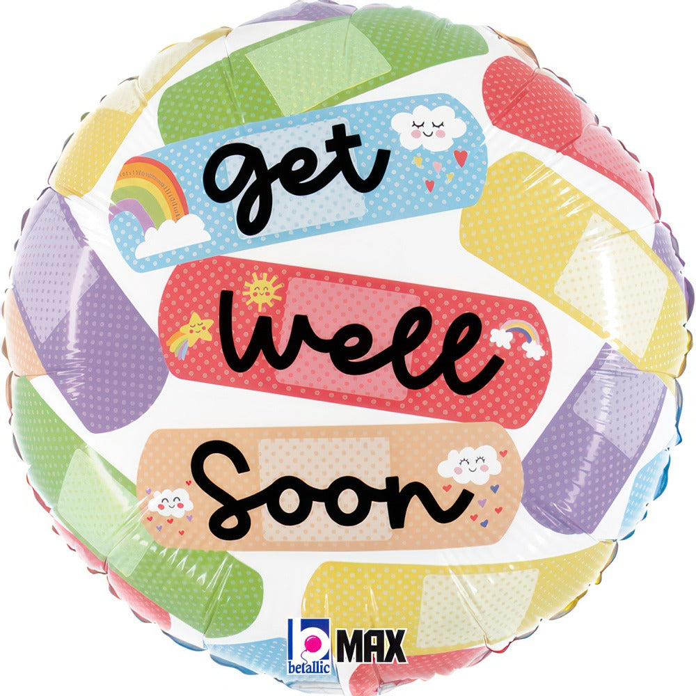 ფოლგირებული სტანდარტული ბუშტი Get Well Soon 46სმ