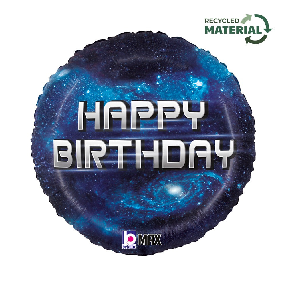 ფოლგირებული სტანდარტული ბუშტი Happy Birthday Galaxy 46სმ