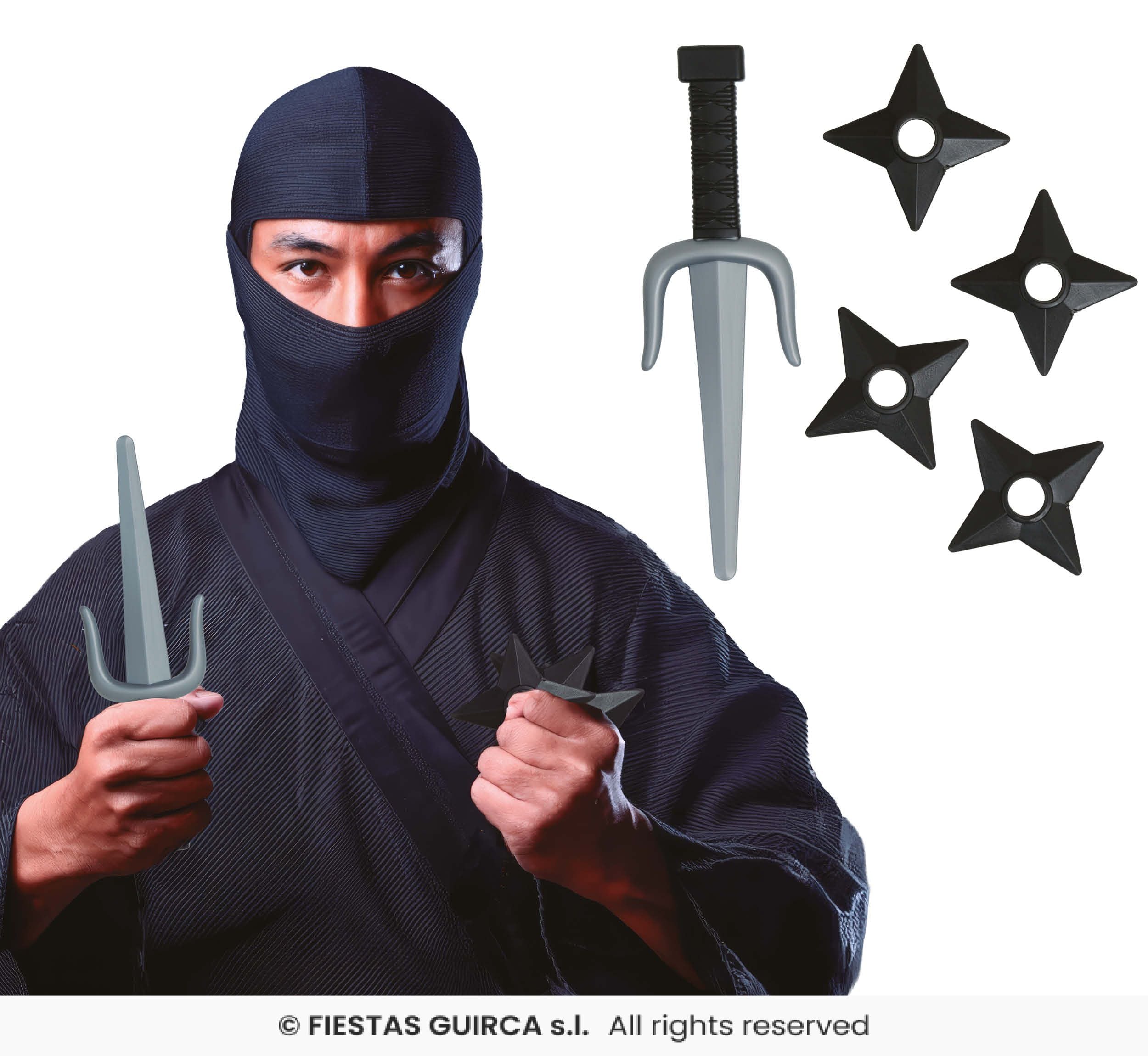 Set of 4 ninja tools (2 kunai and 2 shooting stars)