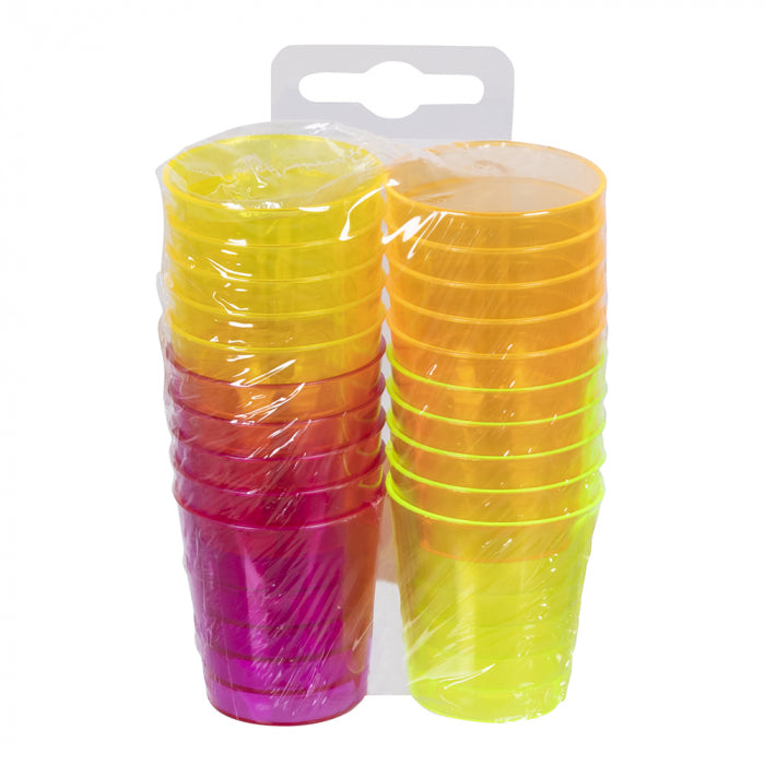 პლასტიკის ჭიქა ნეონის ფერებში 20ცალი-shot glasses