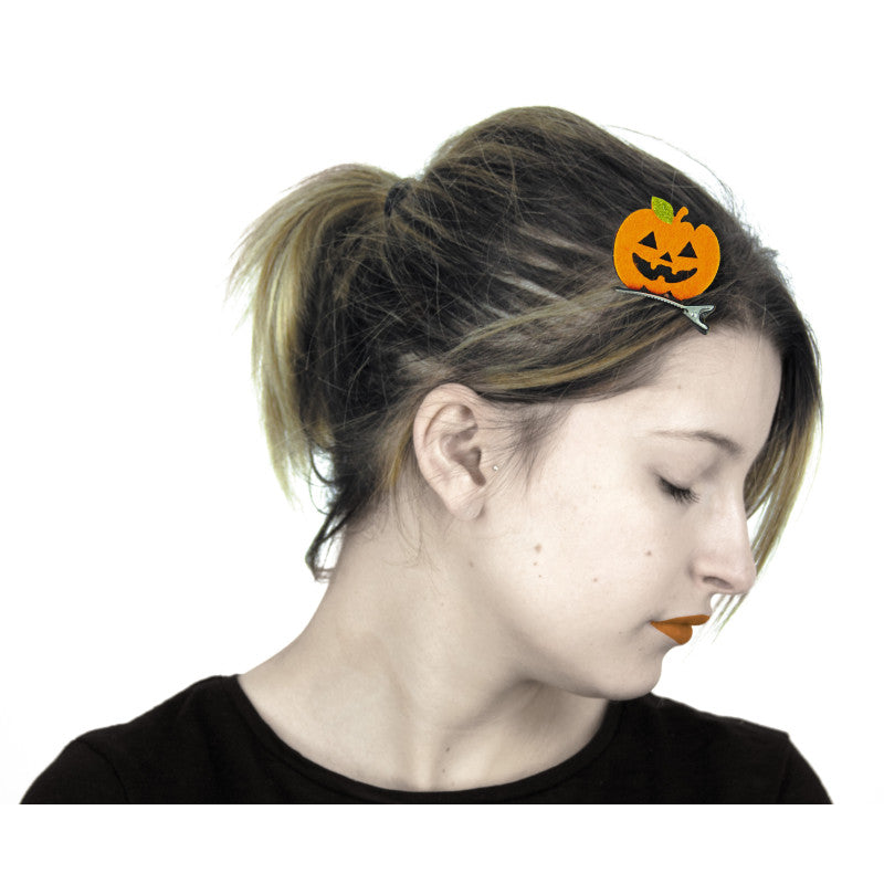 Hairpin with felt pumpkin 5X5cm