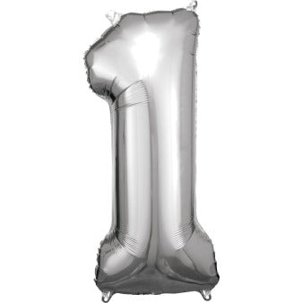 Silver foiled balloon numerals