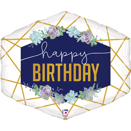 Foil balloon Geo Navy Birthday 64x48 cm