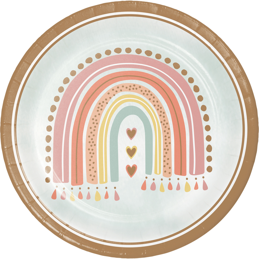 Paper plate BOHO RAINBOW 8 pcs 23 cm