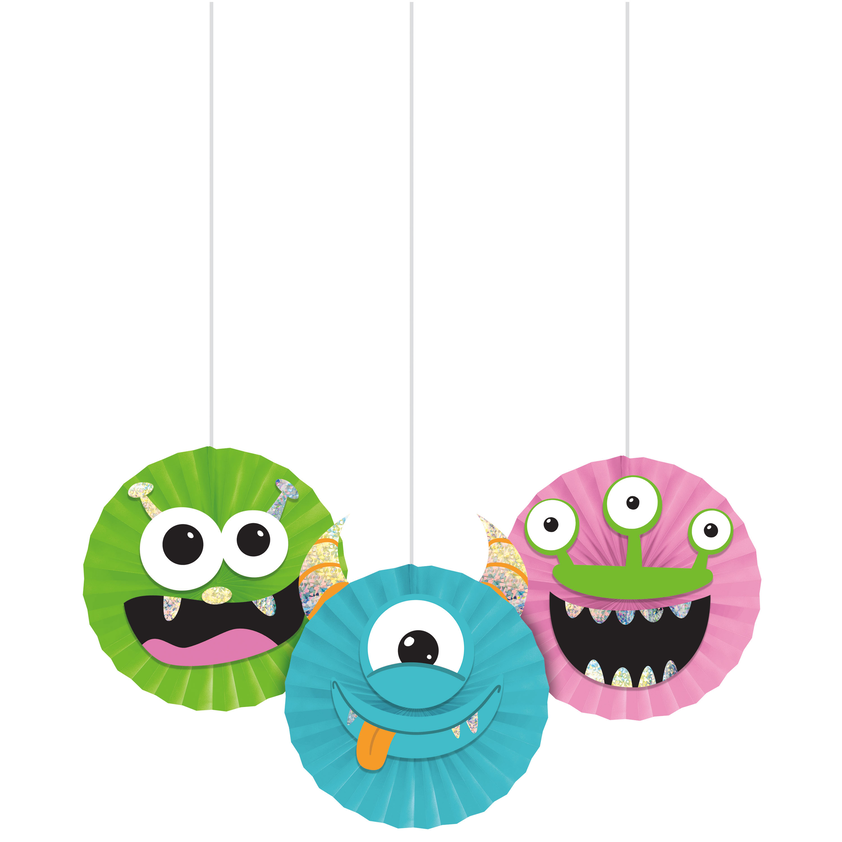 Colorful paper decoration MONSTERS 3 pcs