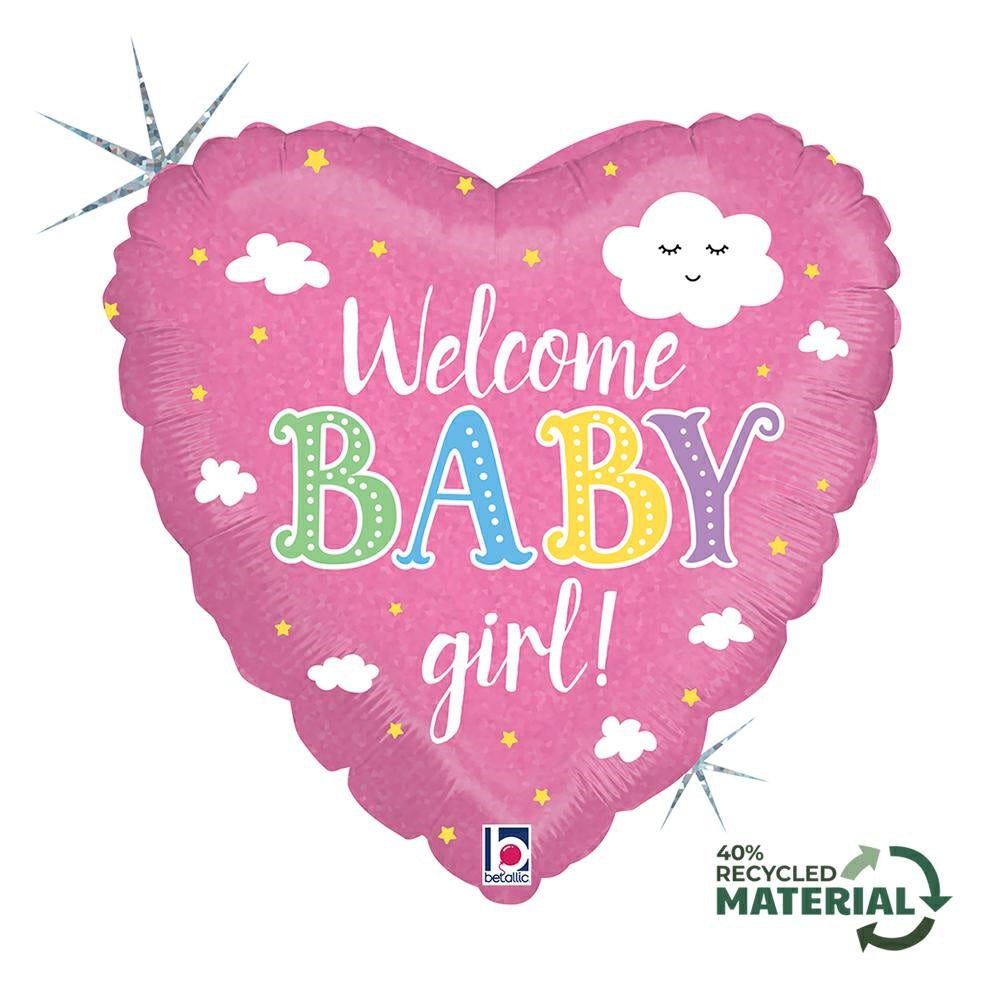 Welcome Baby ვარდისფერი ჰელიუმის ბუშტი 46 სმ