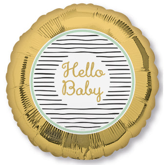 ფოლგირებული ბუშტი Hello Baby ოქროსფერი 43სმ
