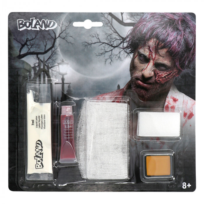 Make-up set Undead (liquid latex, artificial blood, brush, white dolband, face paint)