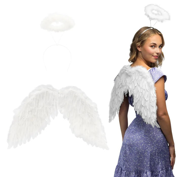 ანგელოზის თეთრი შარავანდედი და თეთრი ფრთები (60 x 40სმ)