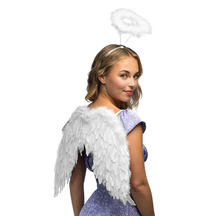 ანგელოზის თეთრი შარავანდედი და თეთრი ფრთები (60 x 40სმ)