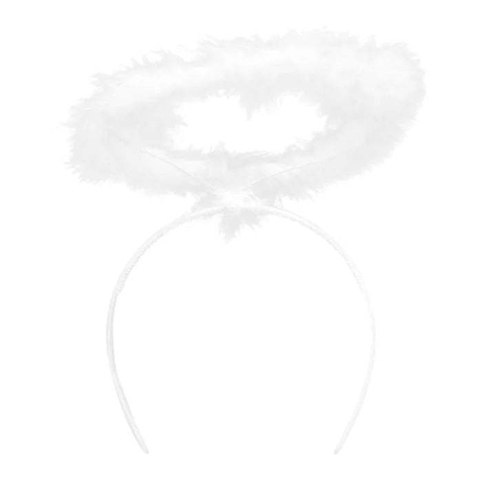 ანგელოზის ნაკრები თეთრი ფრთები და შარავანდედი