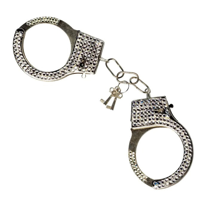 მეტალის ხელბორკილი მბზინავი ქვებით