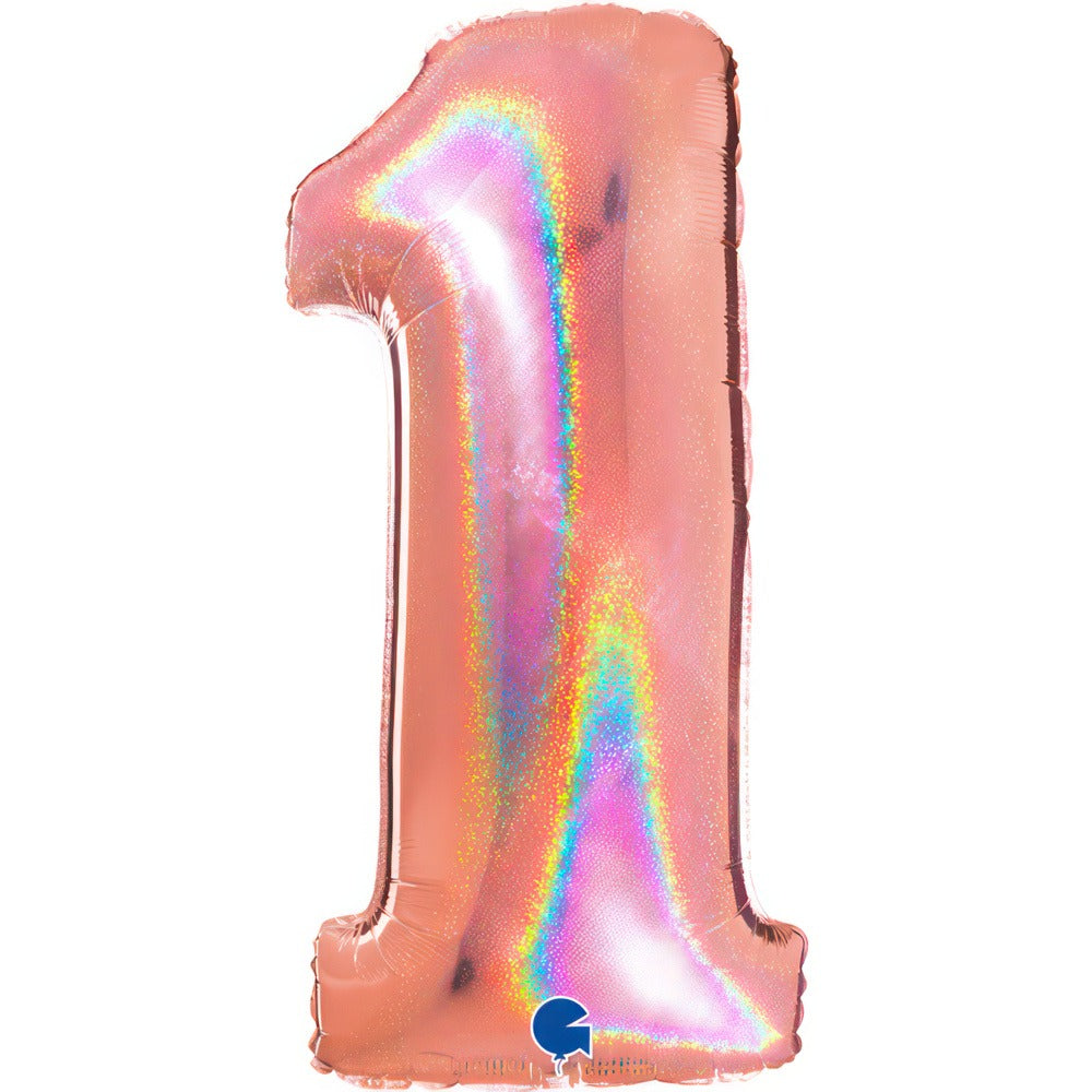 Holographic copper foil balloon numbers 102 cm