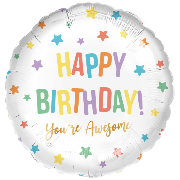 ფოლგირებული ბუშტი ფერადი დაბ. დღე 43სმ