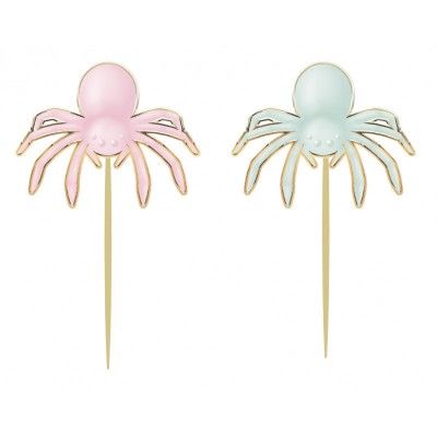 Cocktail sticks pastel colored spiders 10 pcs