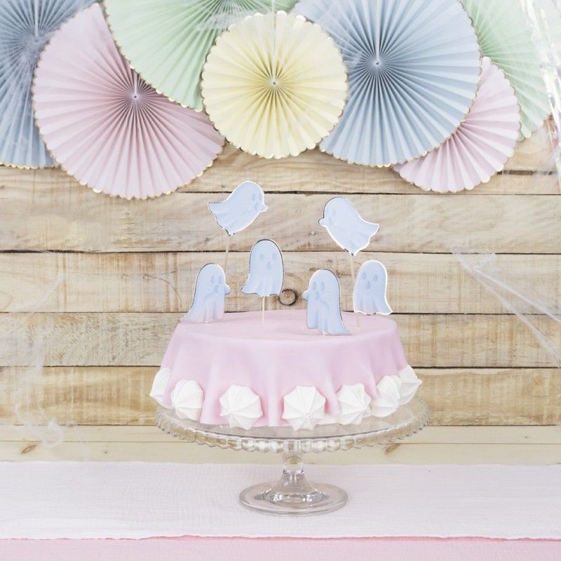 Cake decoration ghosts pastel 6 pcs