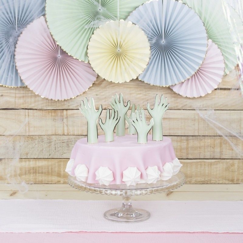 Cake Decoration Zombie Hands Pastel 6 pcs