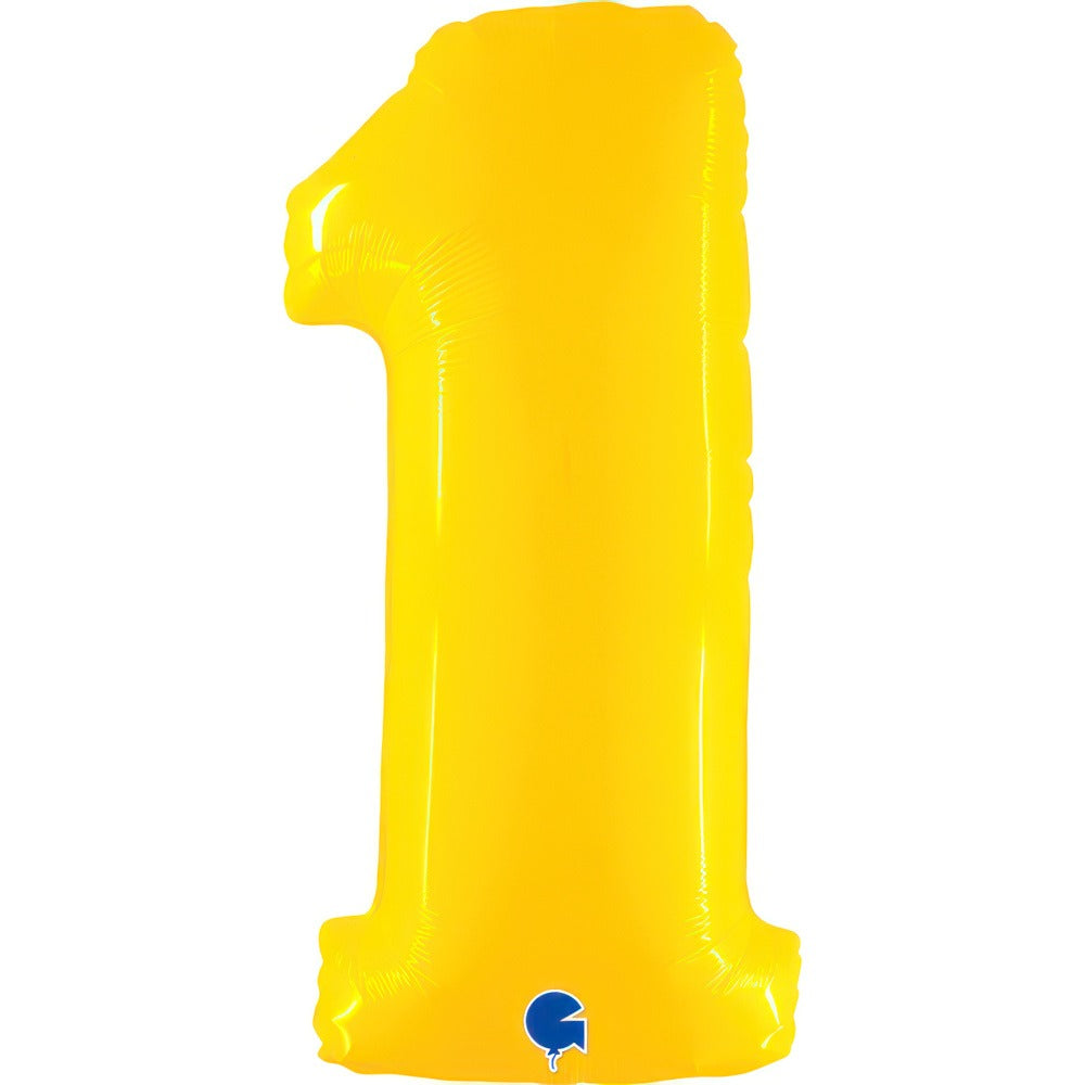 Neon yellow foiled balloon numbers 102 cm