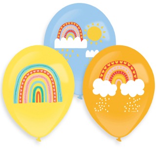 Bunch of latex balloons Retro Rainbow 6 pcs 27.5 cm
