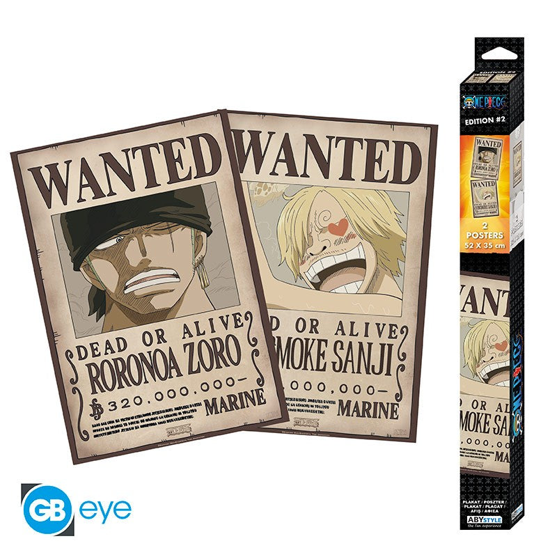 ONE PIECE - პოსტერების ნაკრები 2ც - Wanted Zoro & Sanji 52x35 სმ