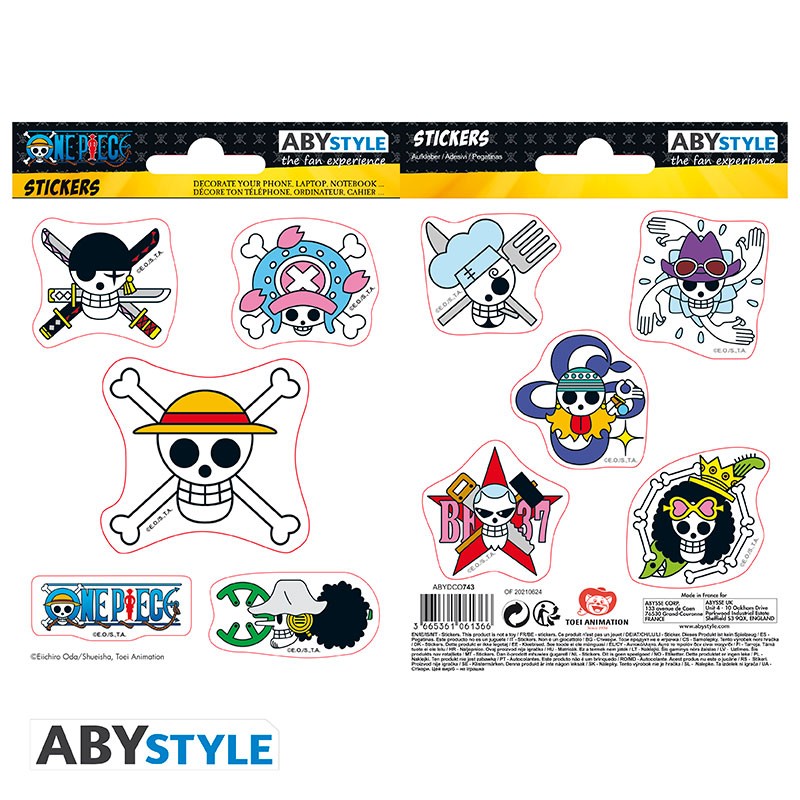 ONE PIECE - stickers - 16x11 cm/ 2 sheets - Straw Hat Skulls