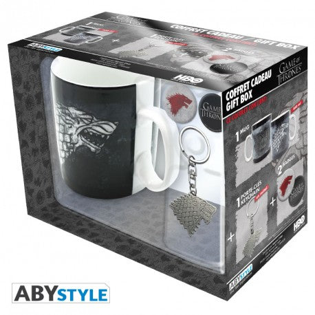 GAME OF THRONES - gift set "Stark" - mug + keychain + badge