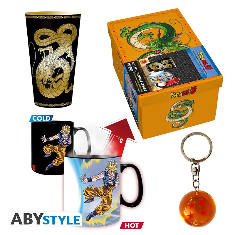 DRAGON BALL - Pck premium Large Glass +3D Keychain+Mug HeatChange