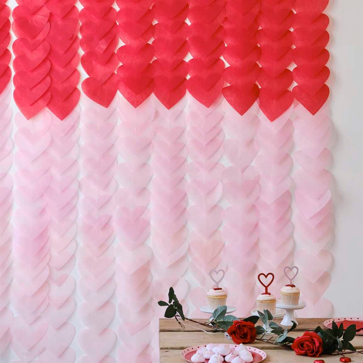 დეკორაცია ქაღალდის გულები Red Ombre