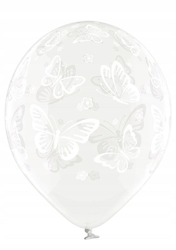 Latex balloon with transparent butterflies 1 pc
