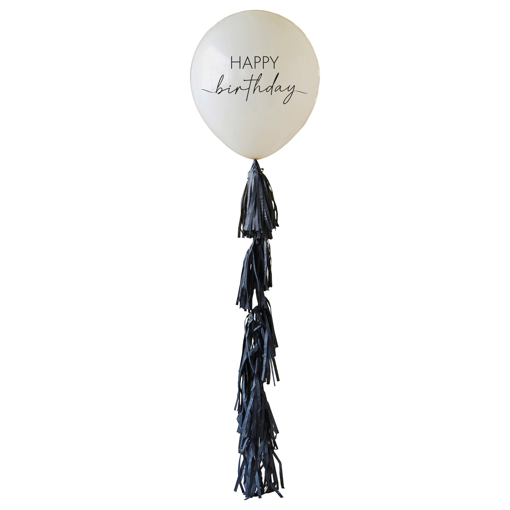 ლატექსის ბუშტი Happy Birthday შავი ფერის ფოჩებით