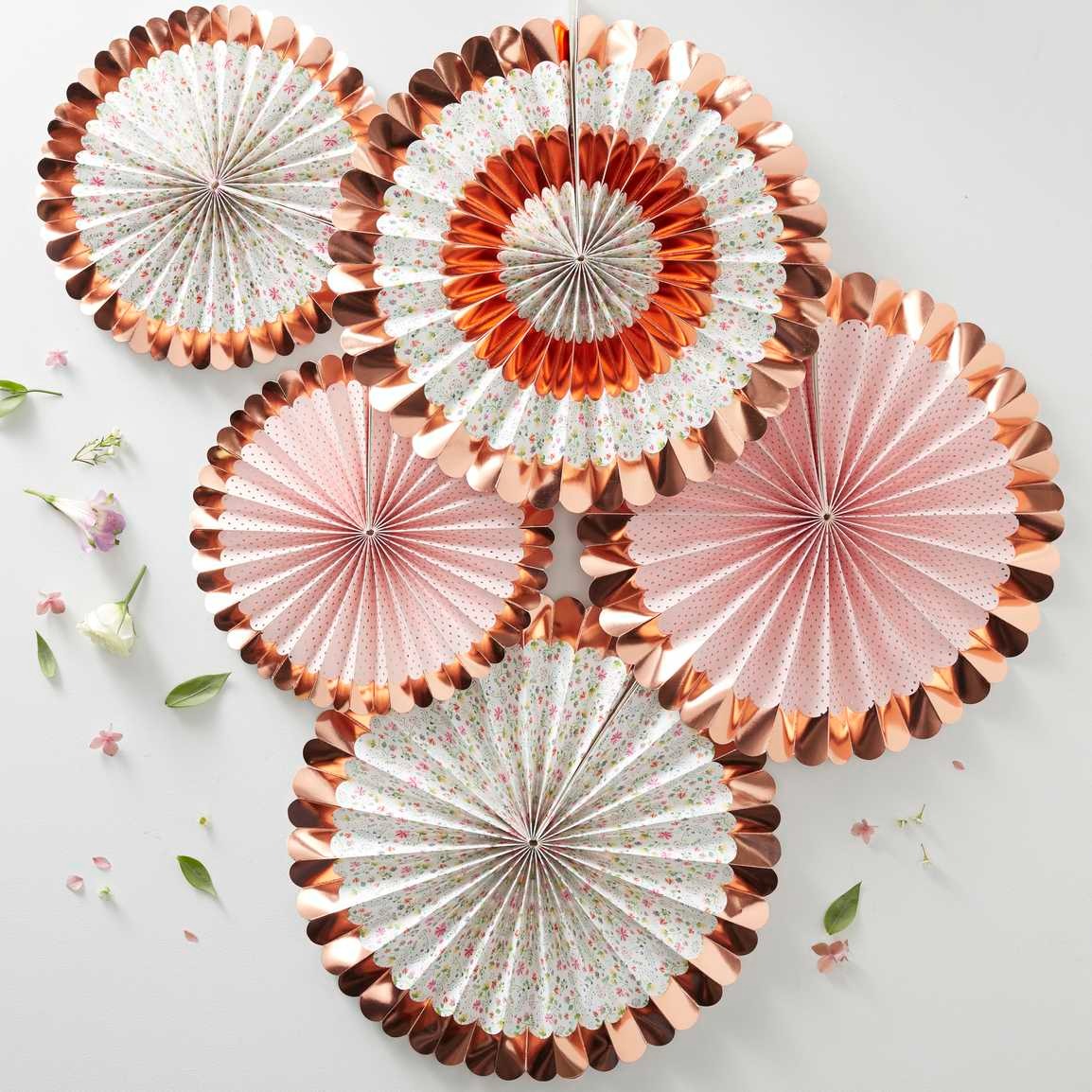 ქაღალდის დეკორაცია Rose Gold Floral 5ც