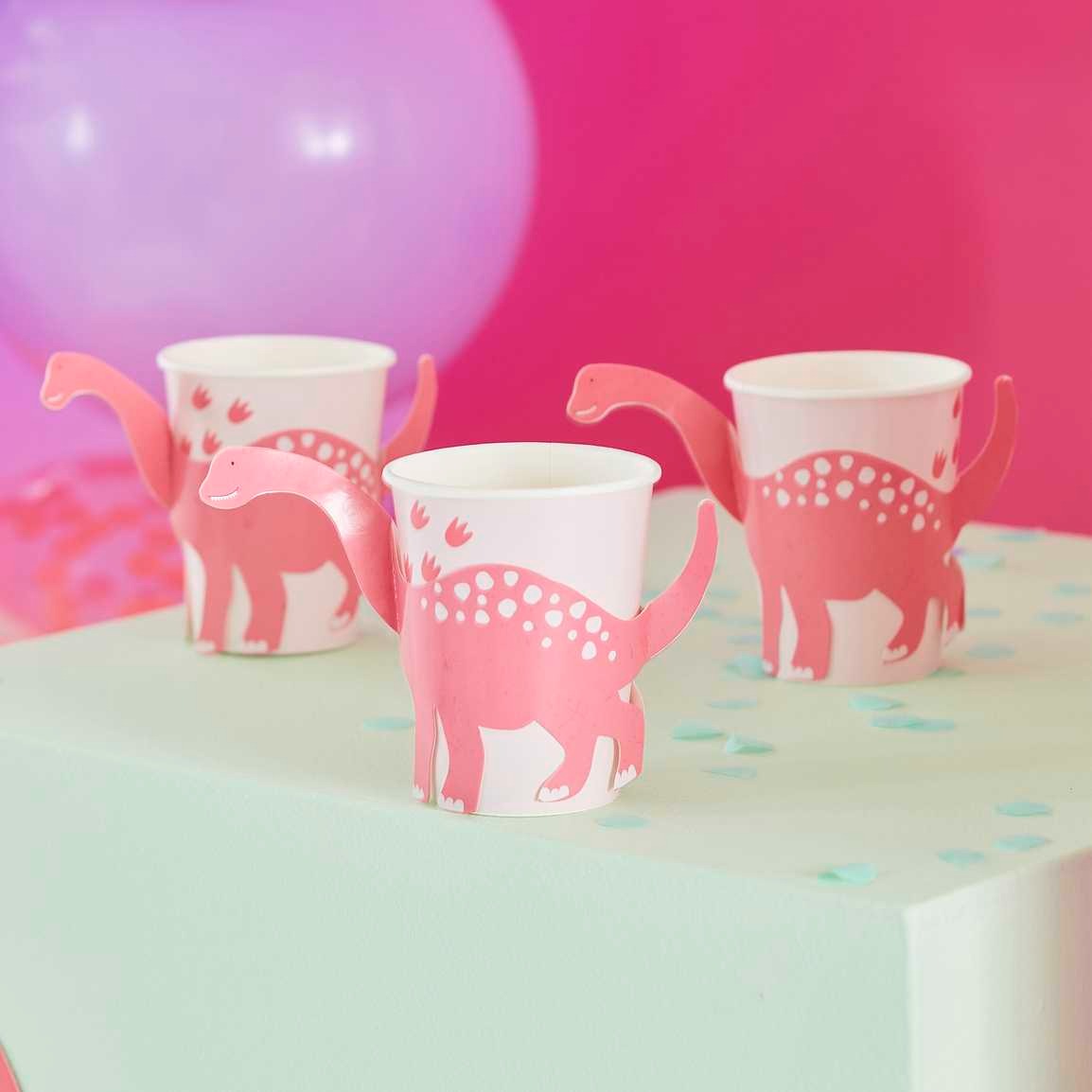 ქაღალდის ჭიქა Pink Pop Out Dinosaur 8ც 240 მლ