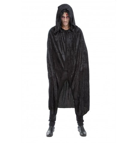 Black velvet hooded cloak 182 cm