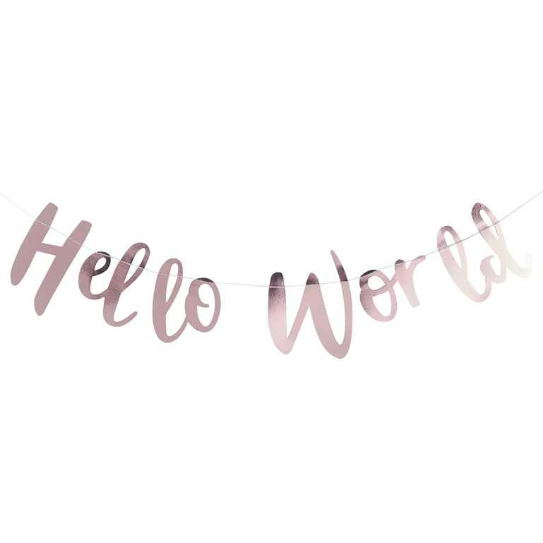 ბანერი Hello World სპილენძისფერი