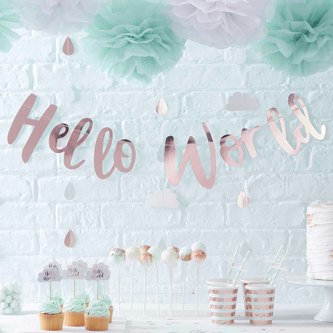 Banner Hello World copper color