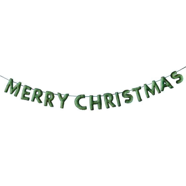 ბანერი Merry Christmas მწვანე