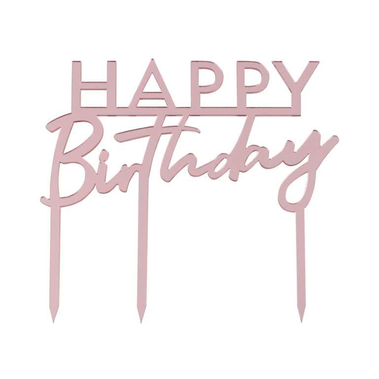 ნამცხვრის დეკორაცია სპილენძისფერი Happy Birthday 12სმ x 11სმ