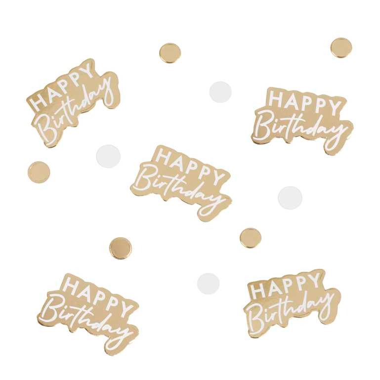 კონფეტი gold and white happy birthday 13გ