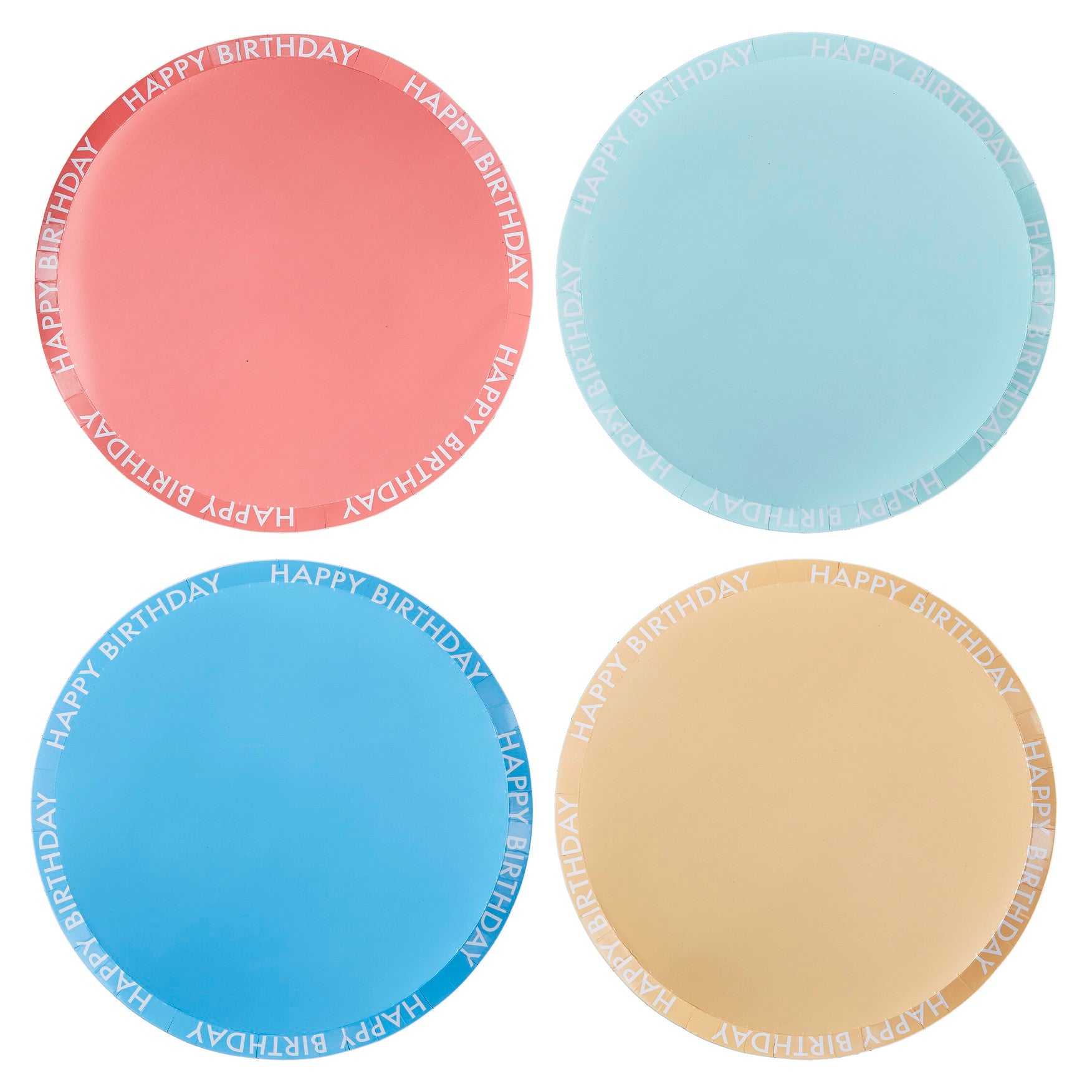 Paper plate 4 colors Happy Birthday 8 pcs