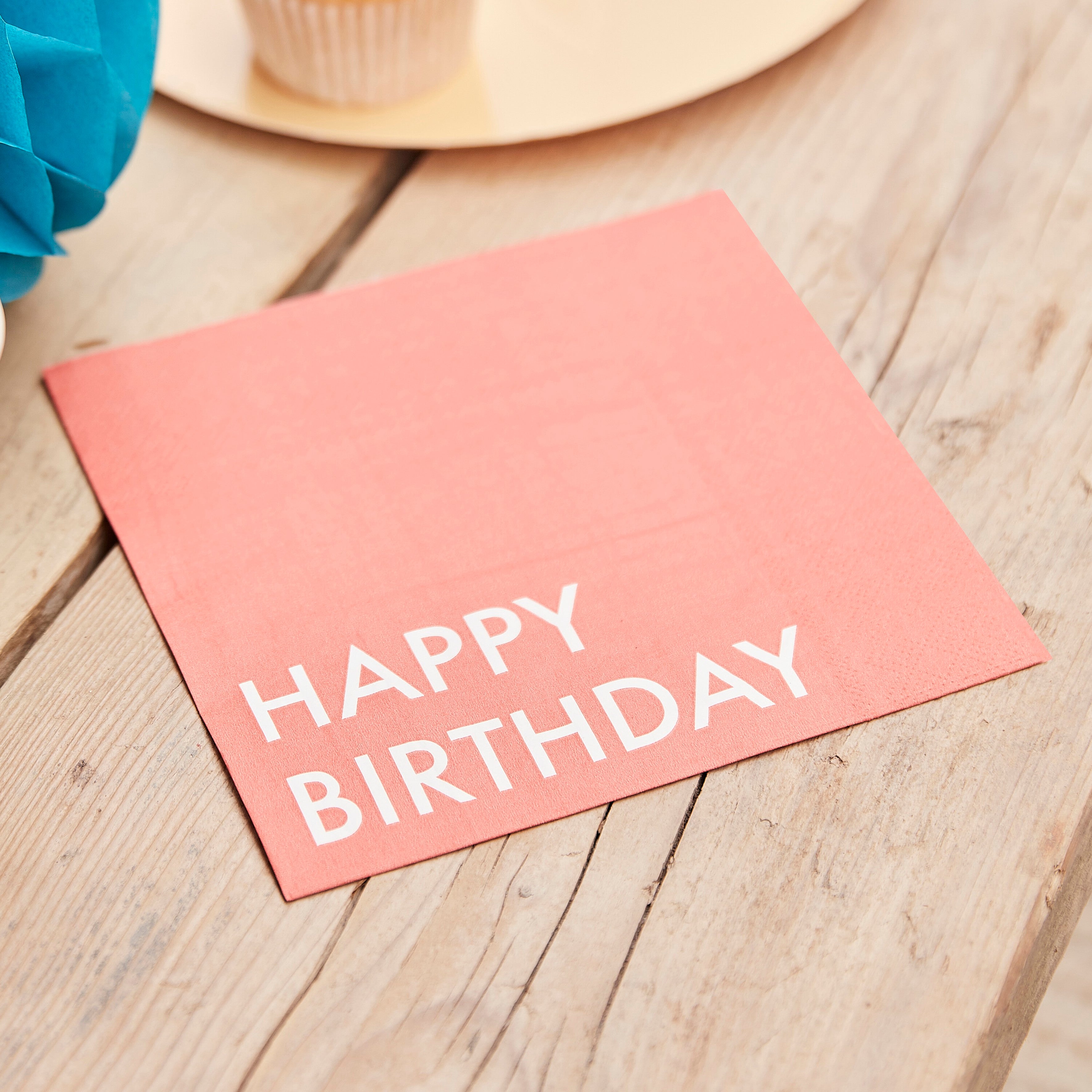 ქაღალდის ხელსახოცი Happy Birthday მარჯნისფერი 16ც