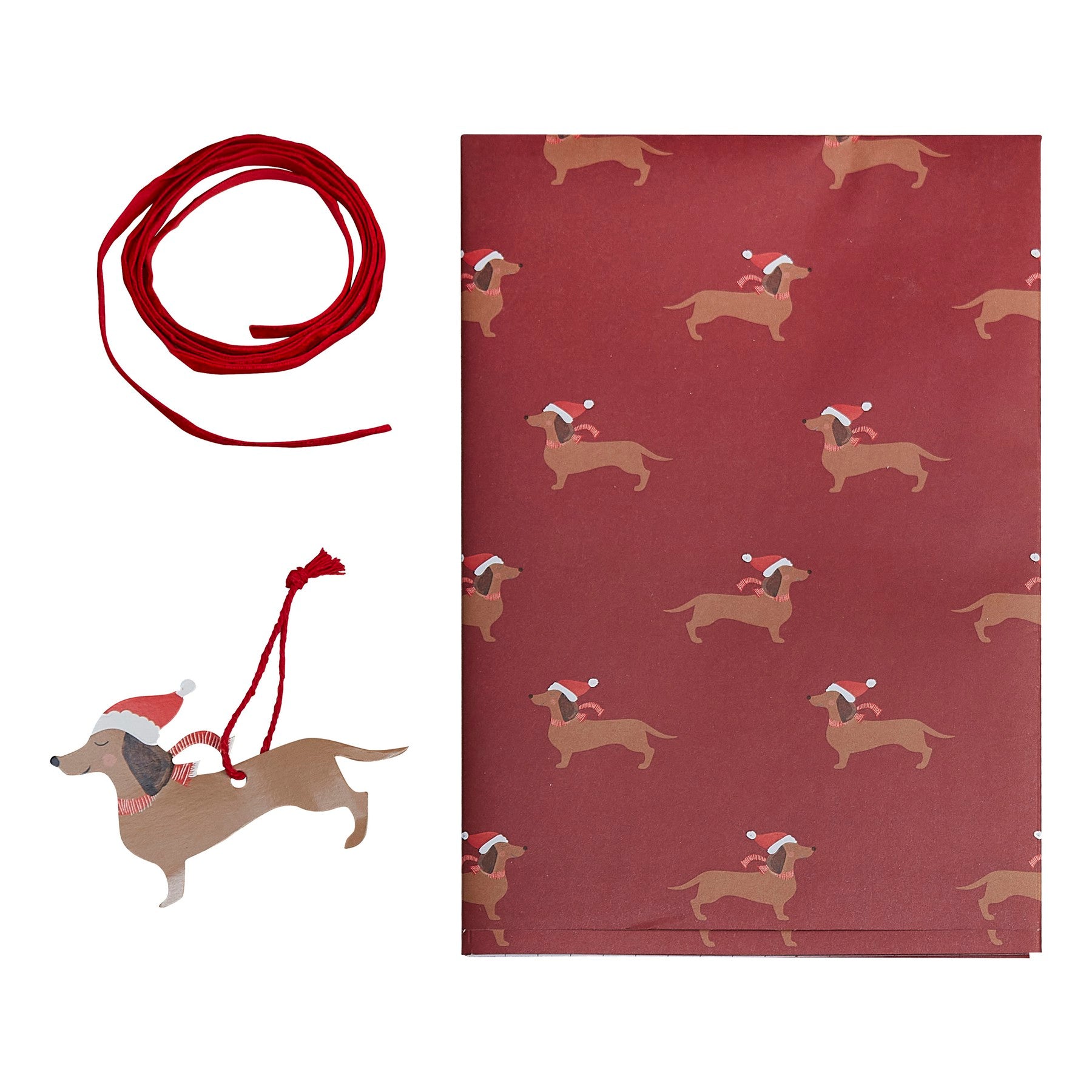 შესაფუთი ნაკრები Sausage Dog (ქაღალდი,ლენტი და ბარათი)