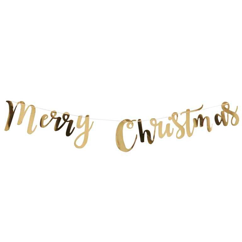 ოქროსფერი ბანერი Merry Christmas 1.5 მ