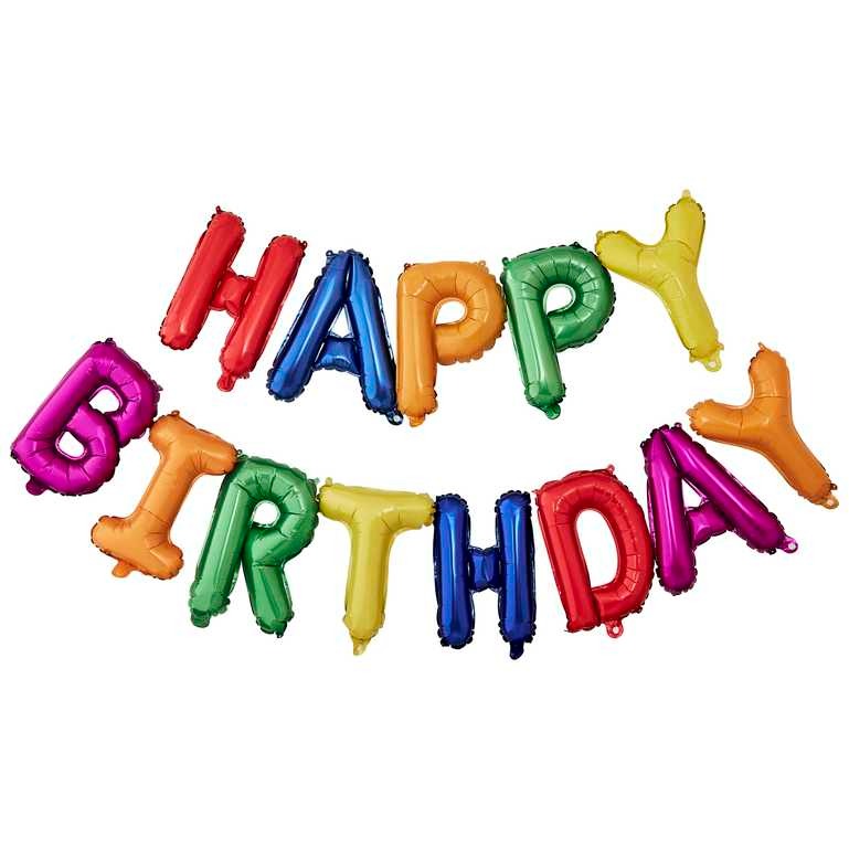 ბუშტი ბანერი ფერადი Happy Birthday