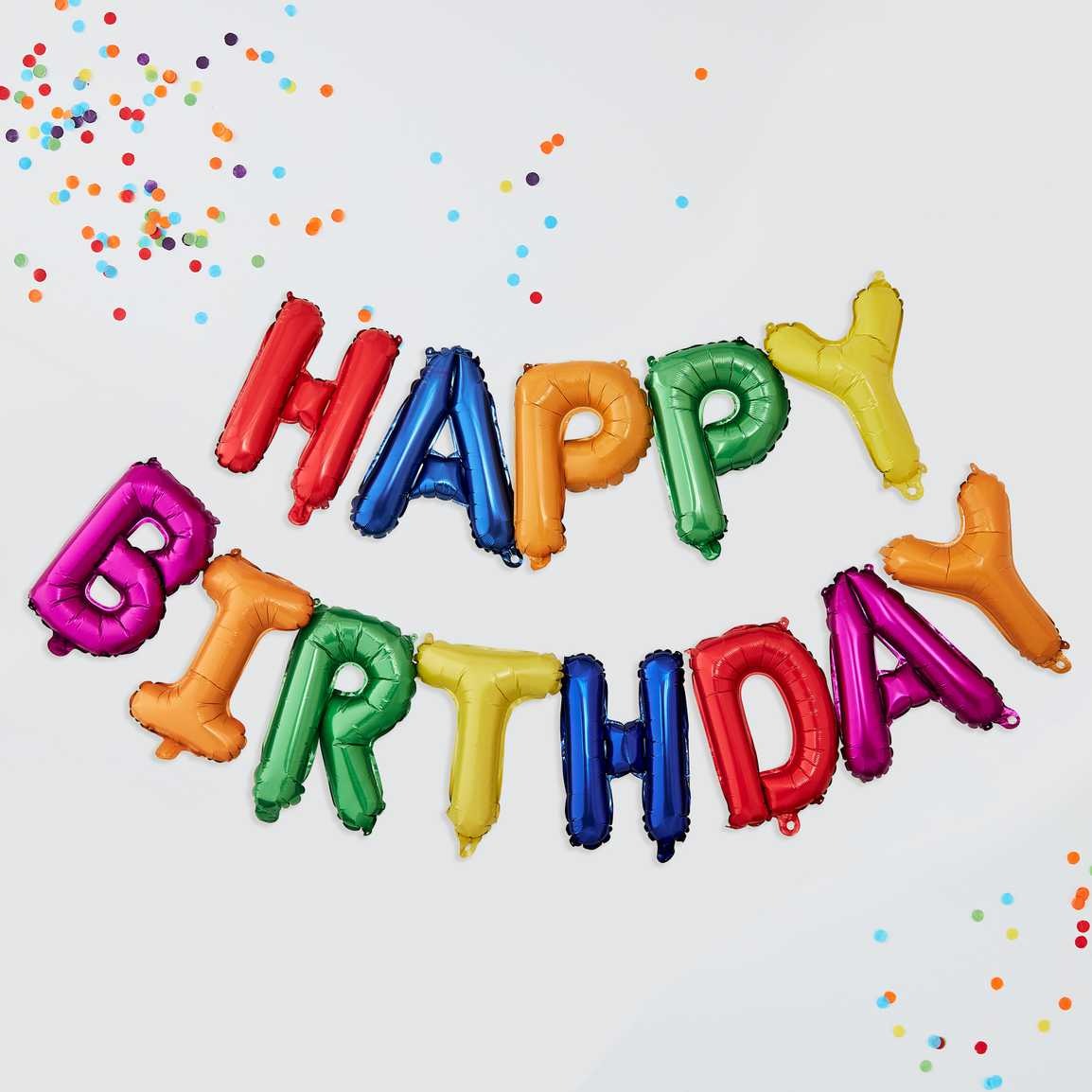 ბუშტი ბანერი ფერადი Happy Birthday