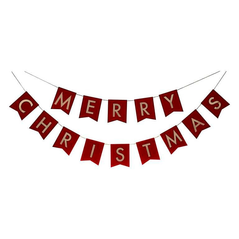 ბანერი Merry Christmas წითელ--ოქროსფერში 2მ